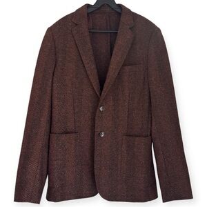 Scotch and Soda Brown/Black Herringbone Wool Blend Tweed Blazer- Sz EU 52/ US XL